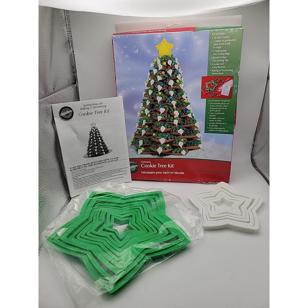 Wilton Christmas Tree Cookie Cutter Kit 15 Pcs +Bonus 6 Pcs Star Cutter Holiday